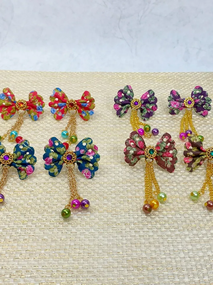Handmade bow earrings. Bright, summer earrings. Stud earrings.