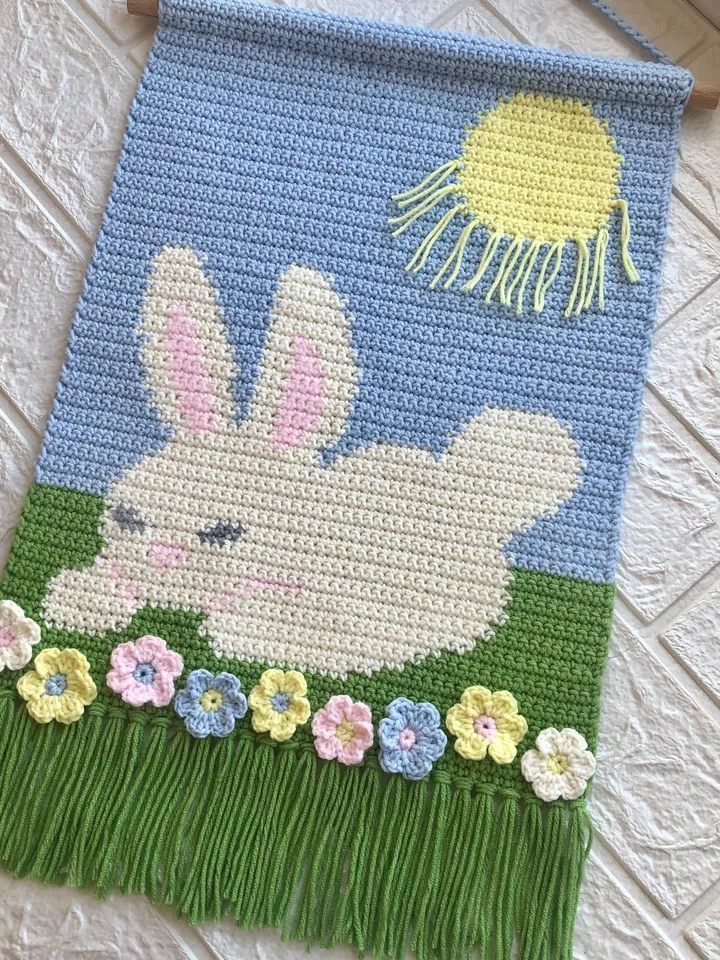 Crochet Rabbit Wall Hanging Decor Pattern PDF