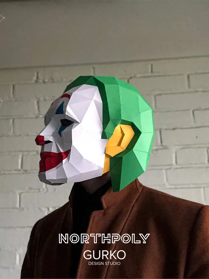 Clown Mask Papercraft, Digital Template, PDF Download, Gurko, 3D Low Poly Animal Mask, DIY Origami, Pepakura, Paper Mask, DIY Costume