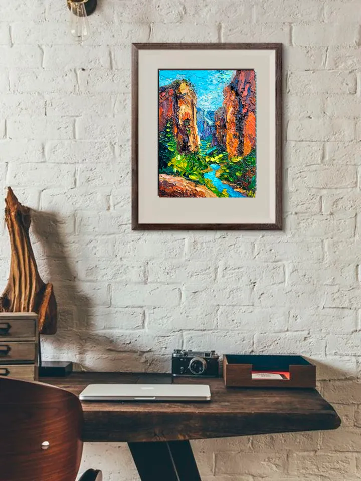 Angels Landing Painting Zion Original Art Impasto Oil Painting 6x8 National Park Landscape Mountain Artwork Hiking Wall Art by ArtFromVictoria