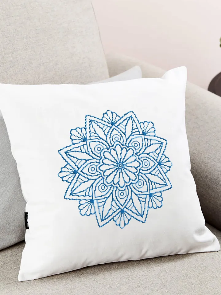 Flower mandala cross stitch pattern download PDF Floral mandala digital Beginner stitch Monochrome cross stitch Mandala ornament chart #M15