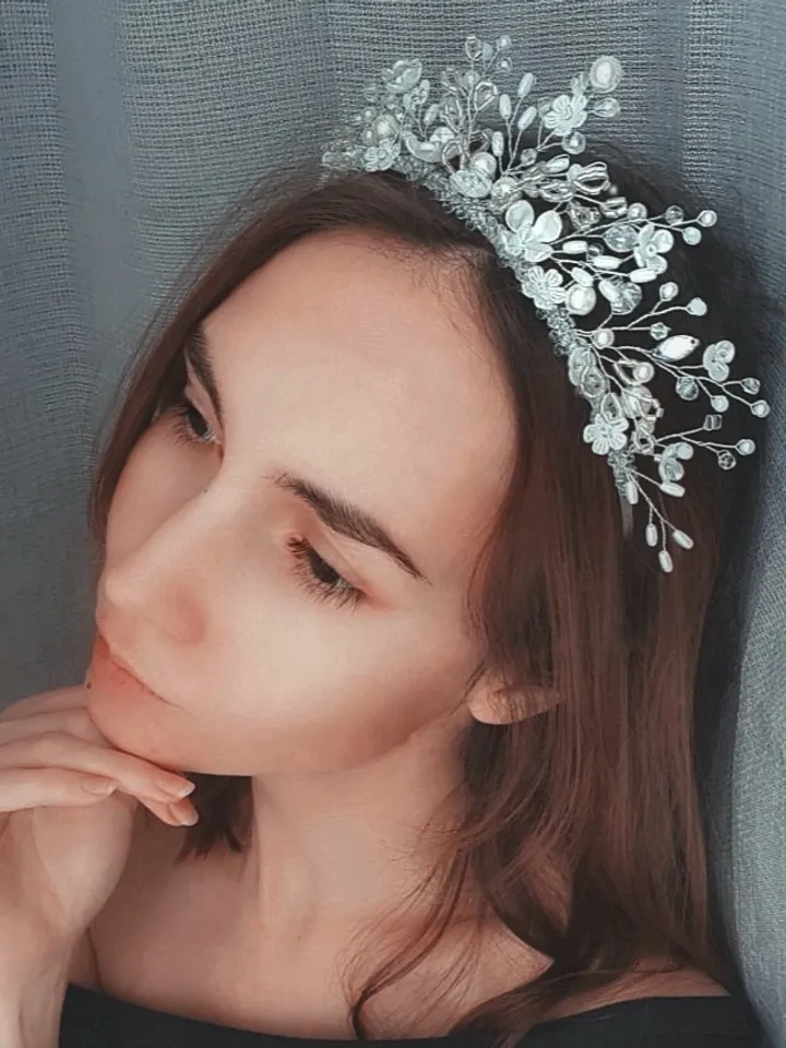 Pearl crown, flower tiara, white crown, bridal headpiece, wedding tiara, baby crown,White tiara, Wedding headpiece,Bride