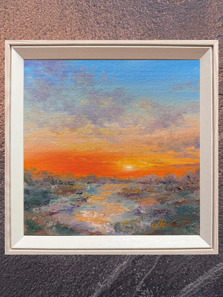 Sunset Oil Painting Original Sunset Landscape Sky Painting