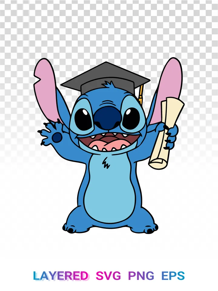 🎓 Stitch Graduation SVG, Disney Lilo Graduate PNG Cricut