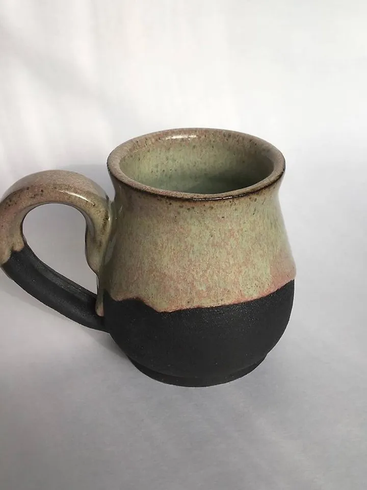 Rose, green and black galaxy glazed stoneware mug