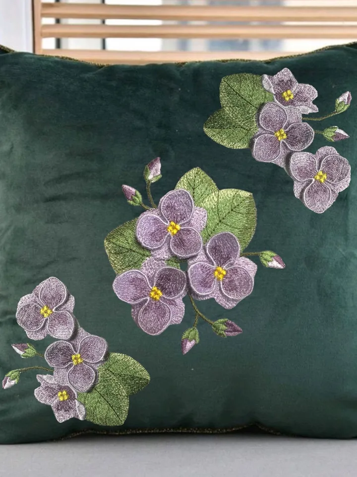 Set ofsix designs Violets with 3Delements machine embroidery design digital embroidery pattern home andclothing décor embroidery motif loral