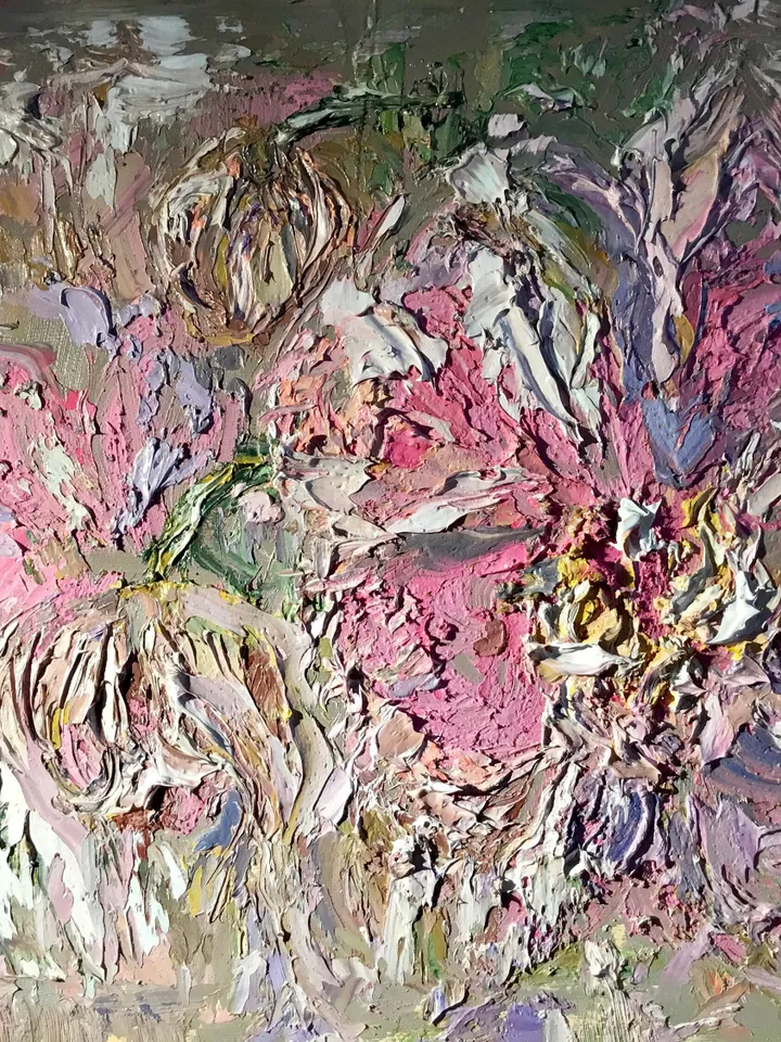 Pink orchids original heavy textured oil painting on canvas,flowers painting wall art,impasto style orchids painting,home decoration,gift.