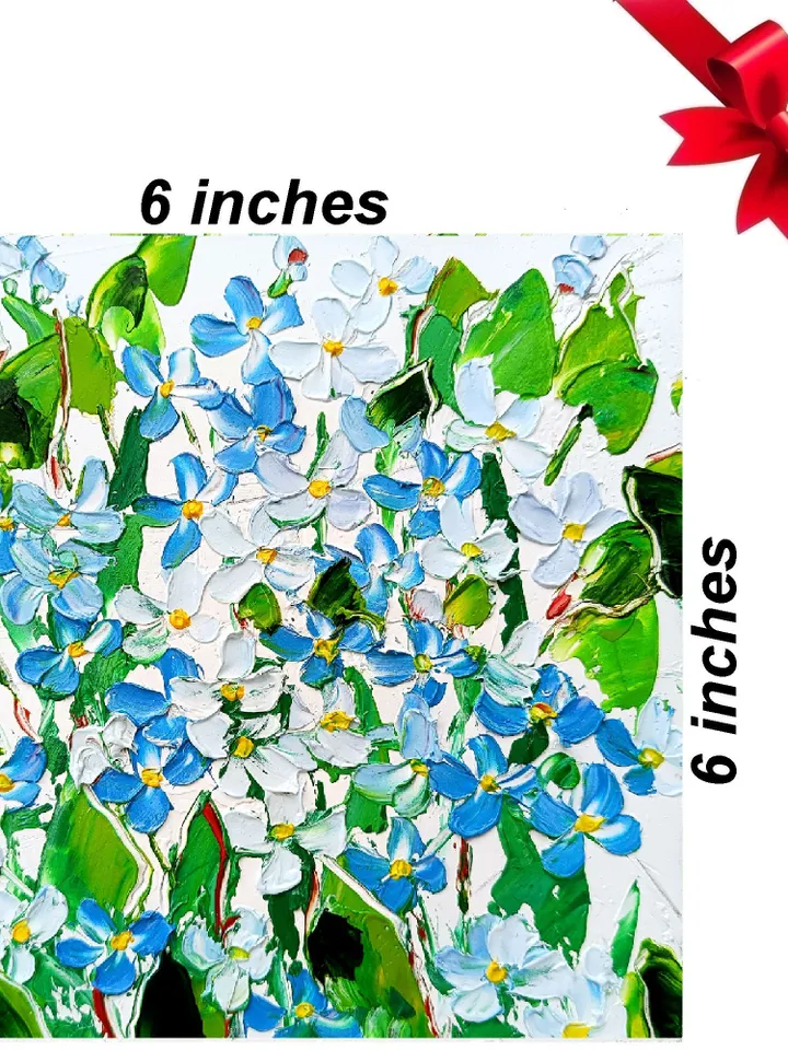 Blue Flowers Oil Painting Spring Forget-me-nots Original Art Botanical Impasto Art Home Neutral Decor Mother's Day Gift by ArtProkopaloSv