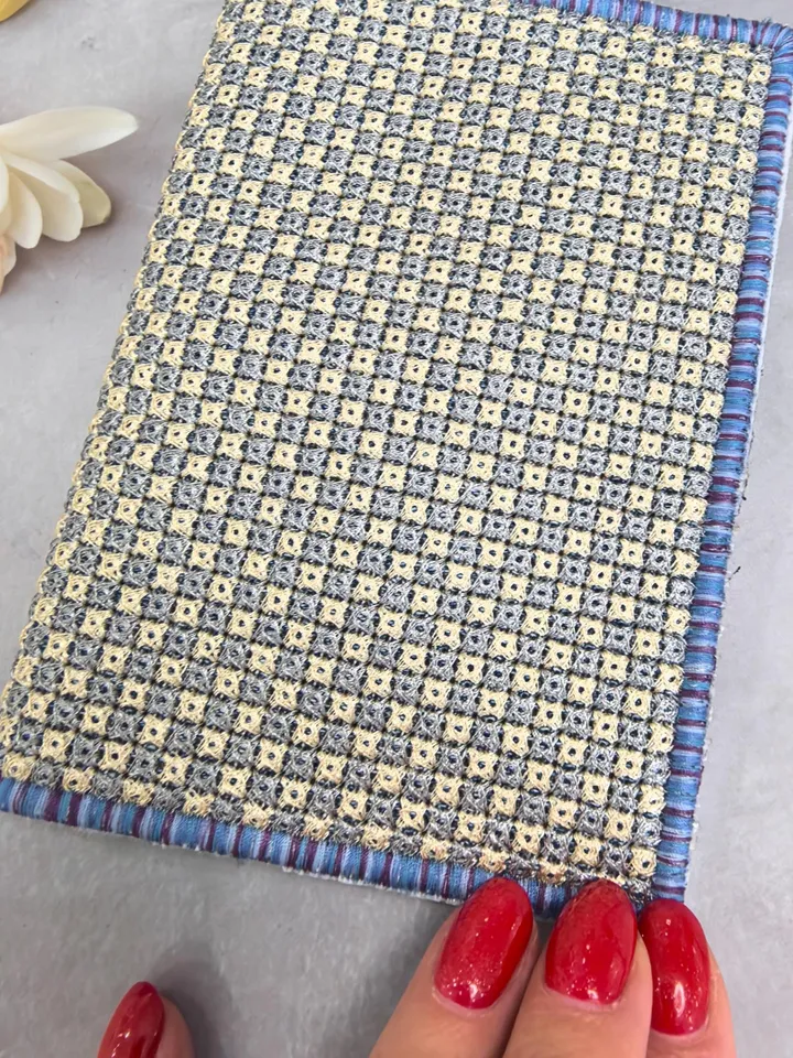 Machine embroidery design passport cover with diamond mosaic effect