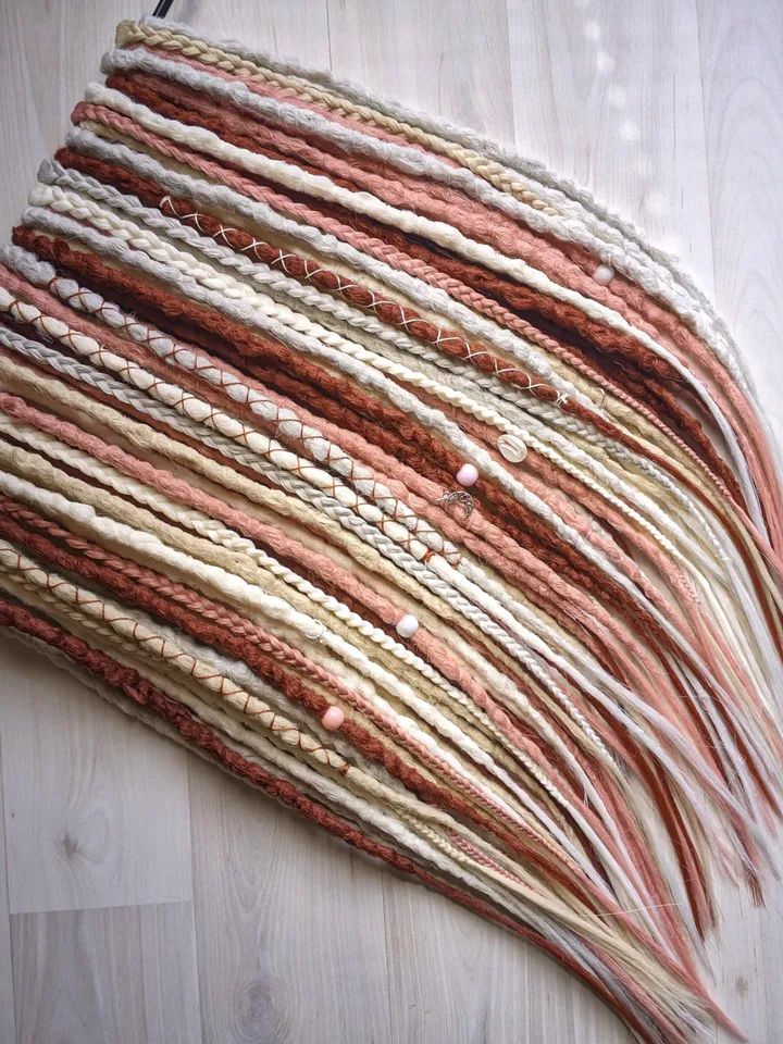 Boho Synthetic Dreadlock Extensions in Earthy Tones Handmade Double Ended Dreads for Festival Hair Braided Set