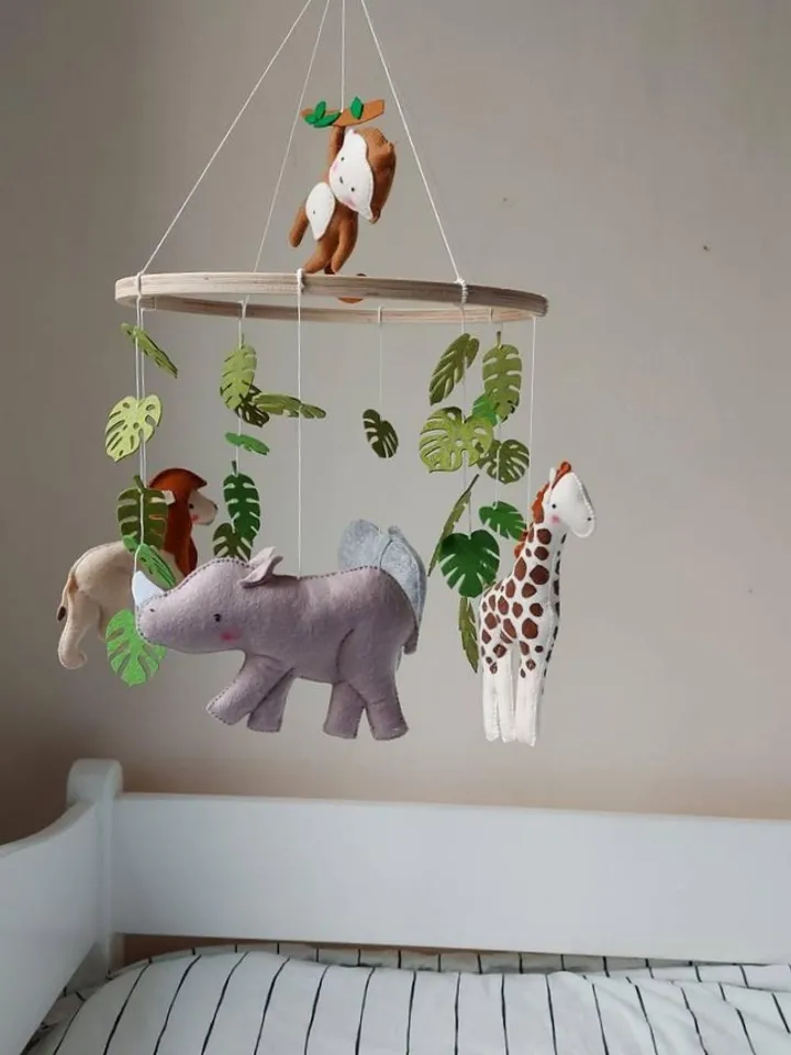 Safari mobile nursery Jungle baby shower gift Gender neutral