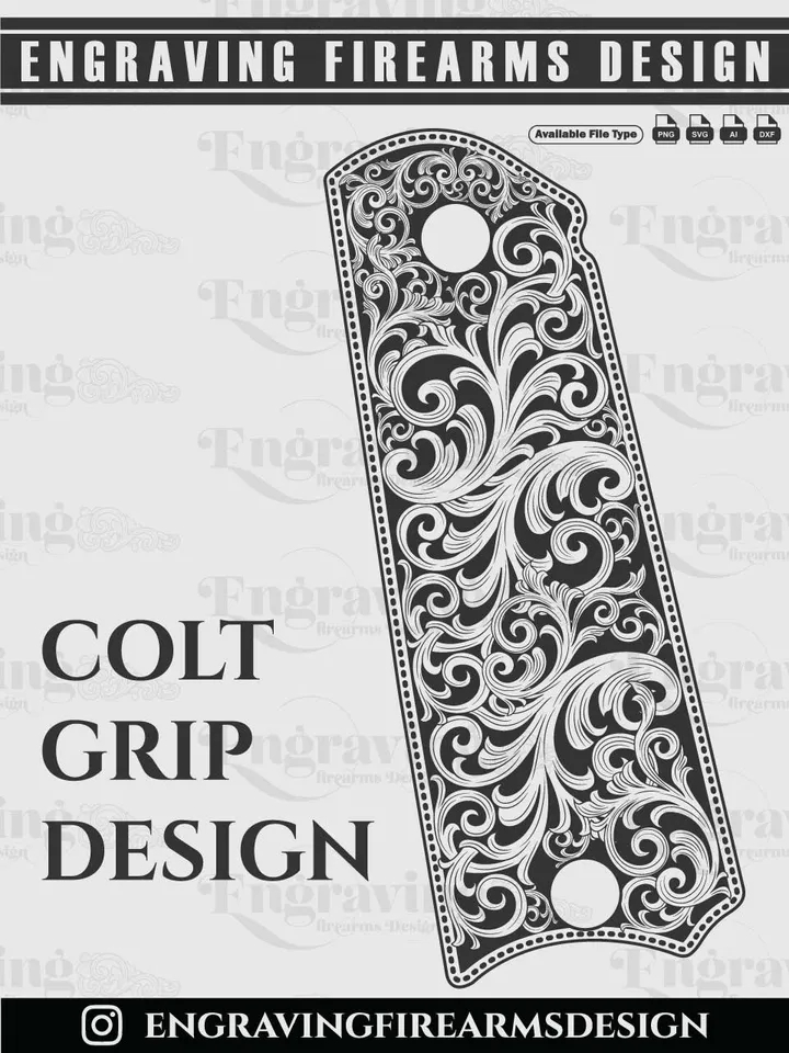 Colt 1911 Grip Engraving Design | Vector File Bundle for Laser Engraving