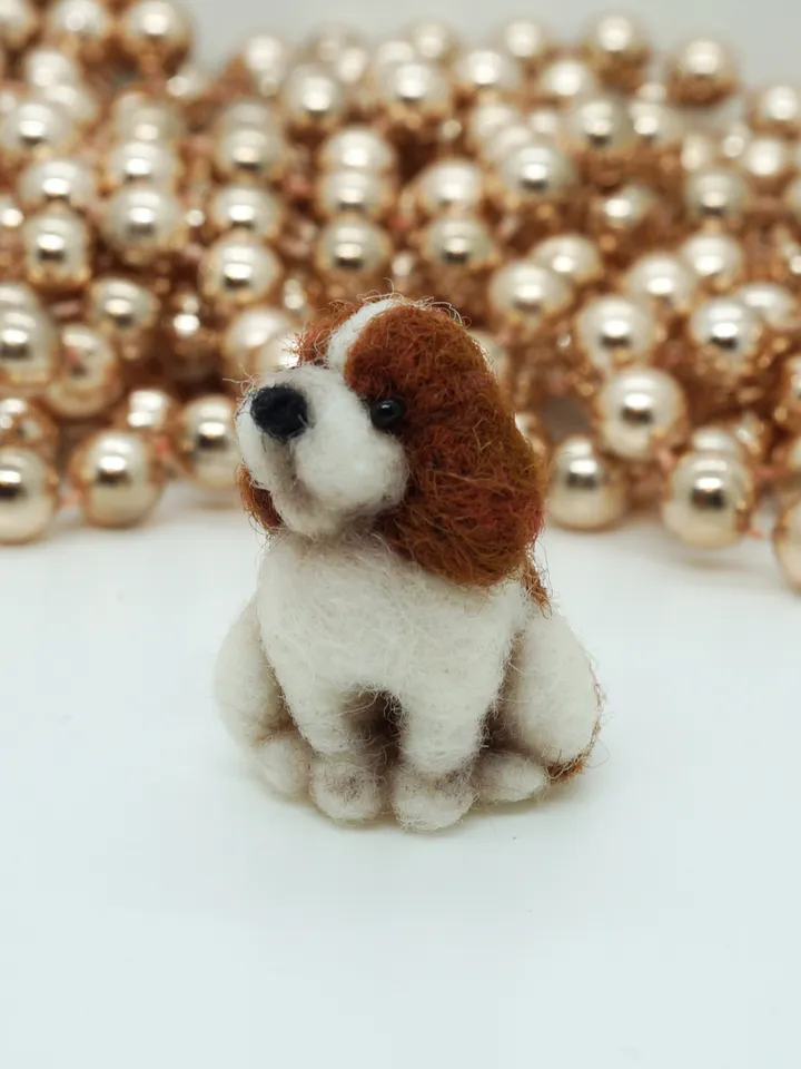 Tiny needle felted Cavalier King Charles spaniel, miniature dog, made to order