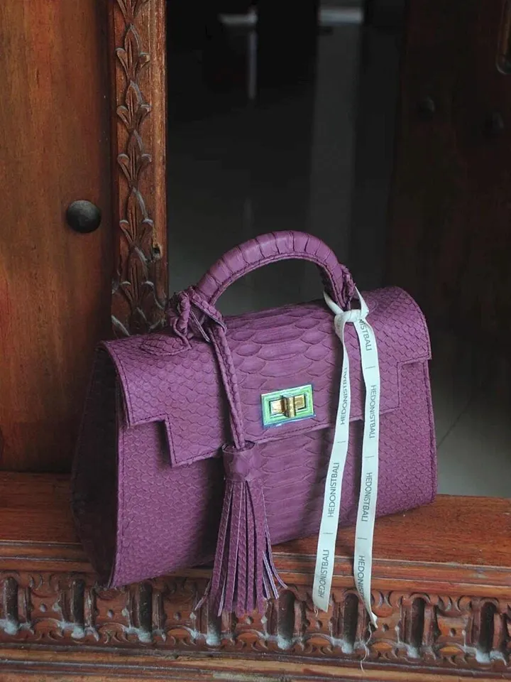 Top handle violet classy genuine python skin bag | exotic leather bags | Elegant women purse | snake skin bag | designer leather bag