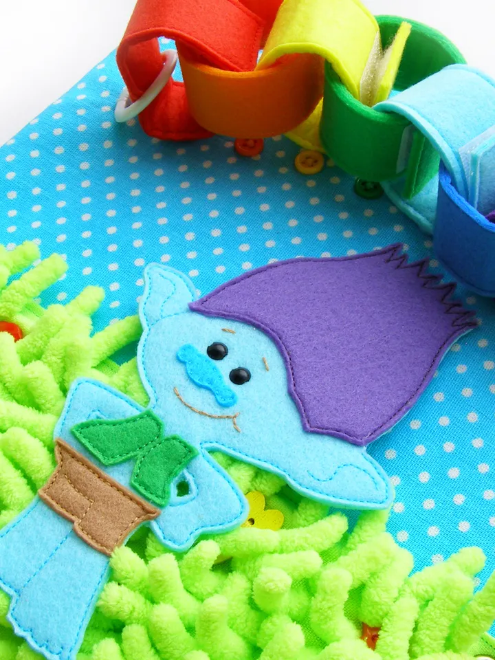 Quiet book page, Branch the Troll, PDF sewing pattern, SVG files