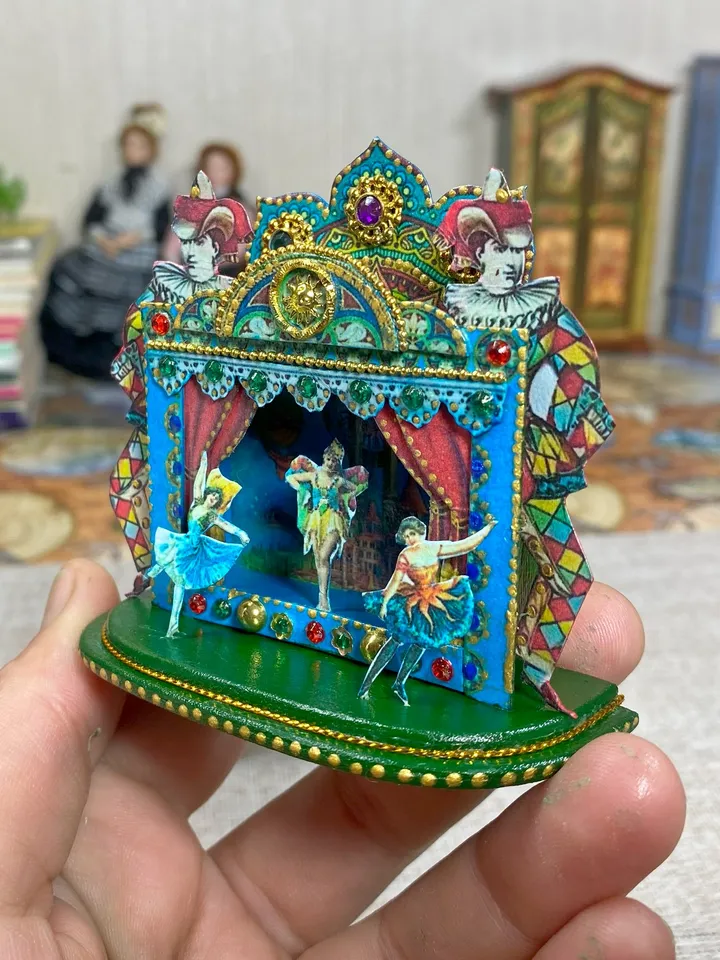 Tutorial. Puppet theater. Dollhouse miniature. 1:12. Two sizes.