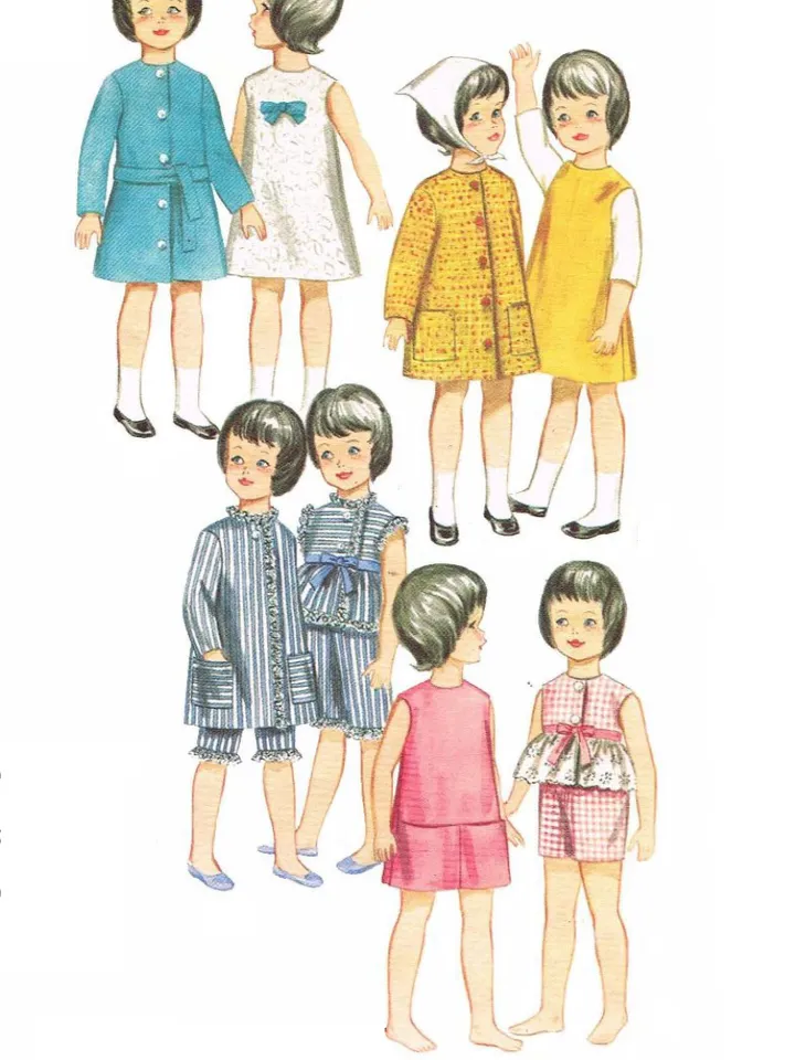Copy Butterick 3350 Vintage Dolls Sewing Pattern Wardrobe Clothes for Dolls 9-1/2" breast 4-3/4" Digital Download PDF