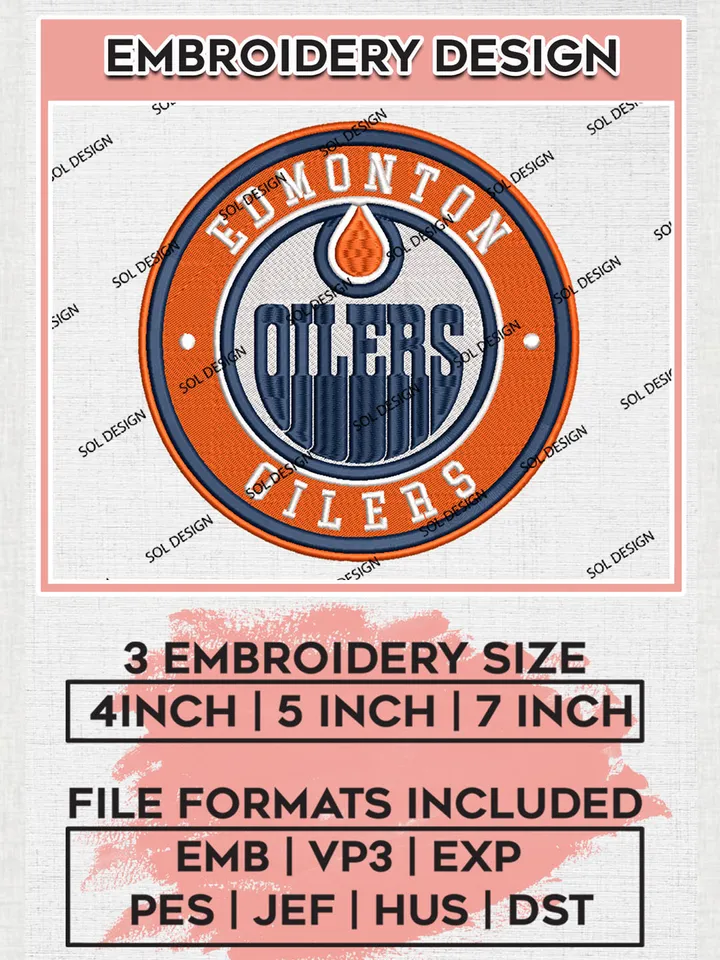 Edmonton Oilers Circle Logo Machine Embroidery Files, NHL Edmonton Oilers Embroidery Designs, NHL Oilers Logo, NHL Embroidery Designs, Digital Download