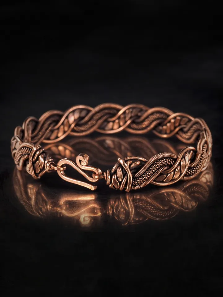 Woven copper wire bracelet Antique style handcrafted copper jewelry Unique gift