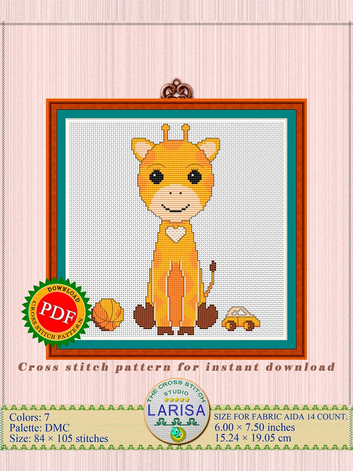Giraffe Cross Stitch Pattern | Darling Baby Giraffe Pattern