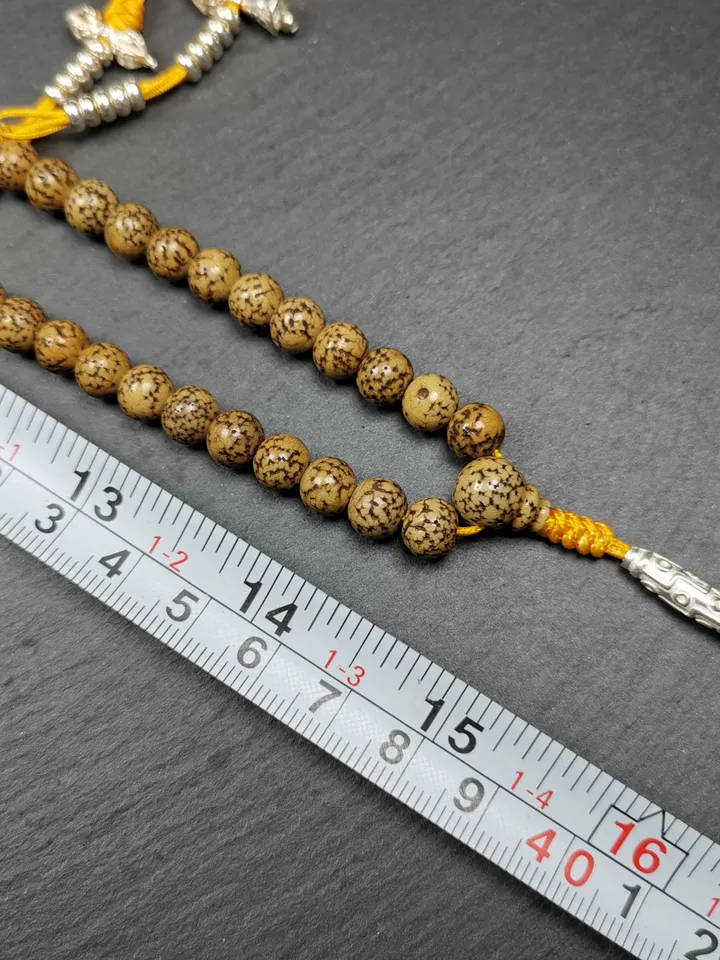 Gandhanra Old Tibetan Rosary, 7.5mm 108 Lotus Seed Mala Necklace, Antique Prayer Beads for Meditation,38cm Length