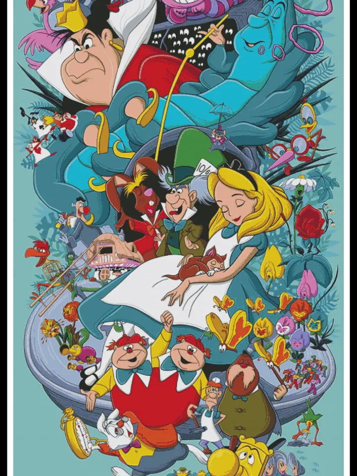 Alice In Wonderland Cross Stitch Pattern / Alice in Wonderland Cross Stitch Chart / Cheshire Cat Cross Stitch Chart