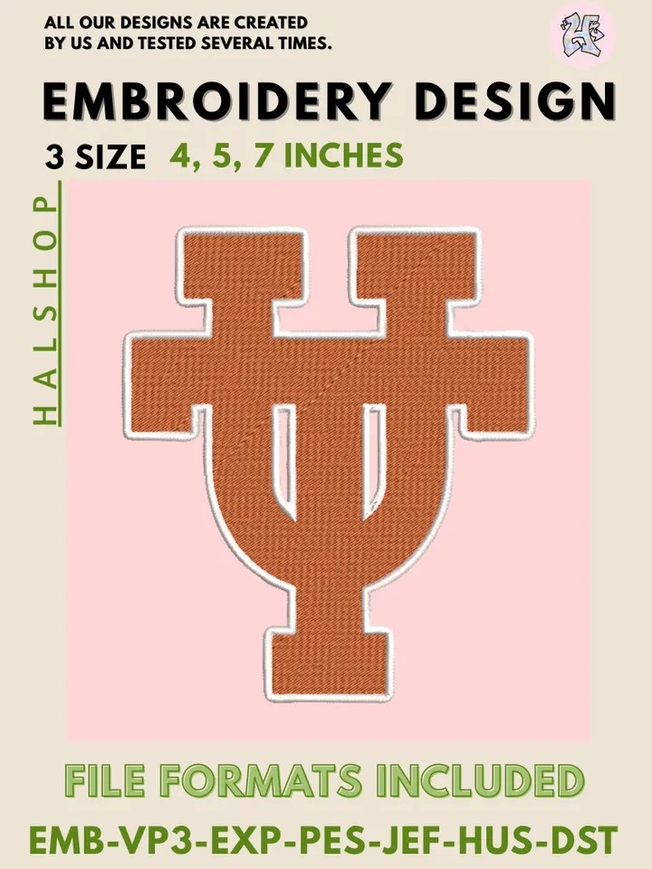 Texas Longhorns Embroidery Design | NCAA College Logo | Machine Embroidery Digital File for DIY Projects