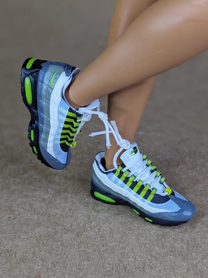 Premium white & gray sneakers for 12 inch male dolls