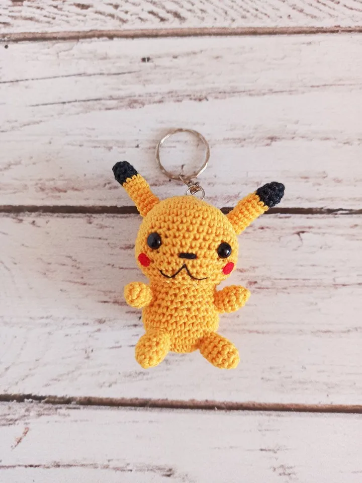 Crochet keychain Pikachu, crochet car accessories, cute bag charm,mini toys