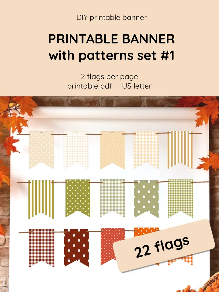 Printable Holiday Banner. DIY Home Decor Idea. Fall Printable Banner. Family Craft & Autumn Gift Idea. Cozy Home Decoration. Printable fall-themed wall hanging decor