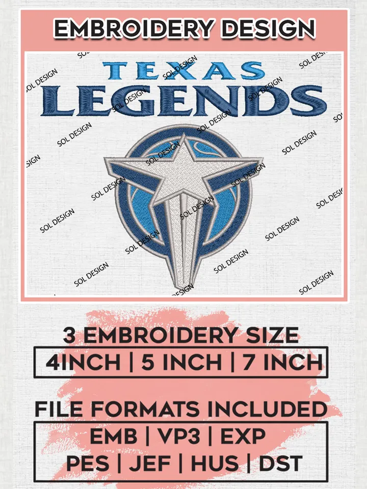NBA Texas Legends Basketball Team Logo Embroidery Designs, NBA G League Team Embroidery Files, Basketball Machine Embroidery Designs, NBA Texas Legends Team Logo, Sport Machine Embroidery Design, Digital Download