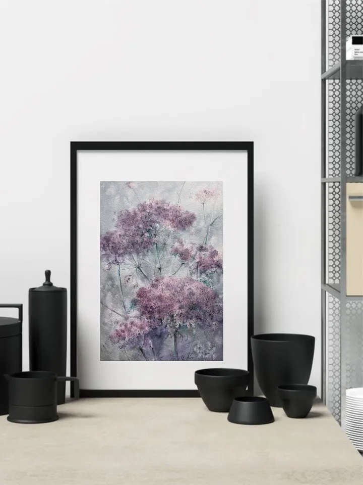 Flowers Original Painting Wildflowers Watercolor Wall Art Meadow Painting