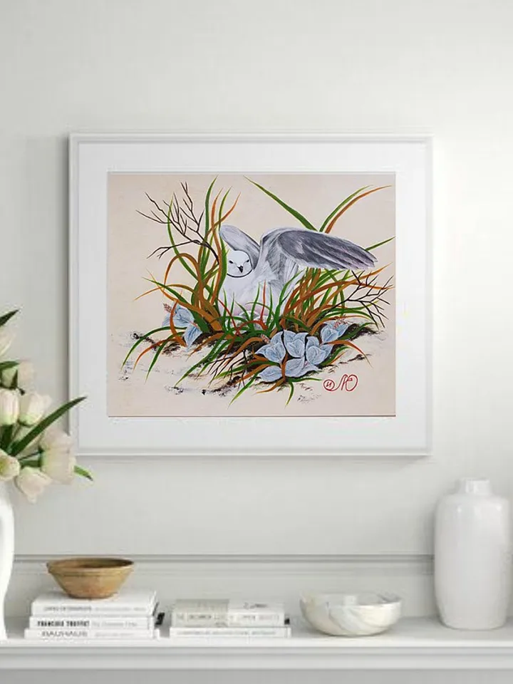Seagull Painting Birds Nest Original Art Bird Wall Art Animal Acrylic Painting