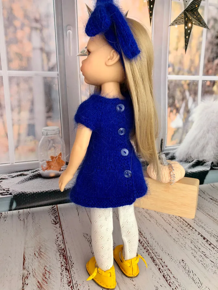 Ukrainian Dress and Cardigan PDF knitting pattern & tutorial for 13'' doll, Paola Reina Ruby Red Les Cheries, Boneka, english tutorial