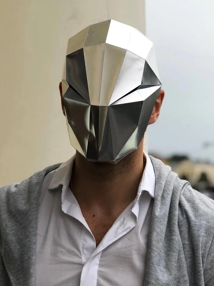 Papercraft Mask of the Future 1, Digital Template, PDF Download, Gurko, 3D Low Poly Animal Mask, DIY Origami, Pepakura, Paper Mask, Costume
