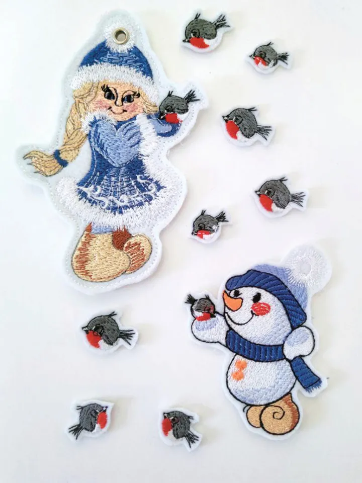 Set: Snow Maiden, Snowman and bullfinches? machine embroidery designs
