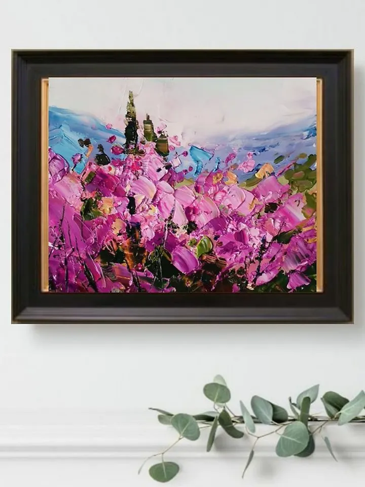 Sakura Painting Original Art Small Impasto Oil Painting Floral Artwork 微型油画 掛畫