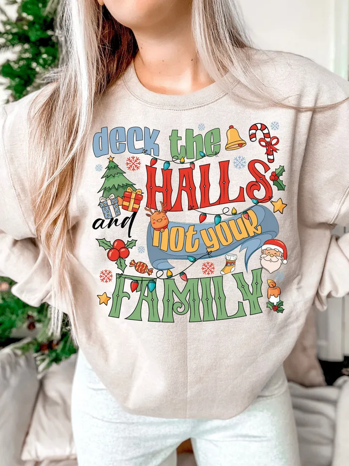 Retro Christmas Png, Deck the Halls png, Christmas Family, Vintage Christmas png, Trendy Christmas png, Holiday png, funny Christmas png