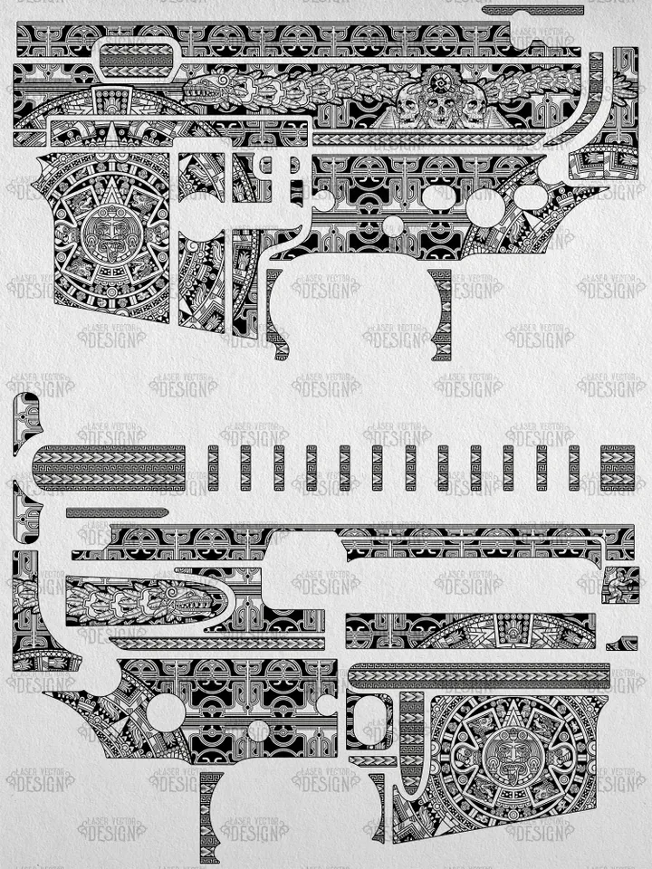 VECTOR DESIGN AR-15 Aztec calendar