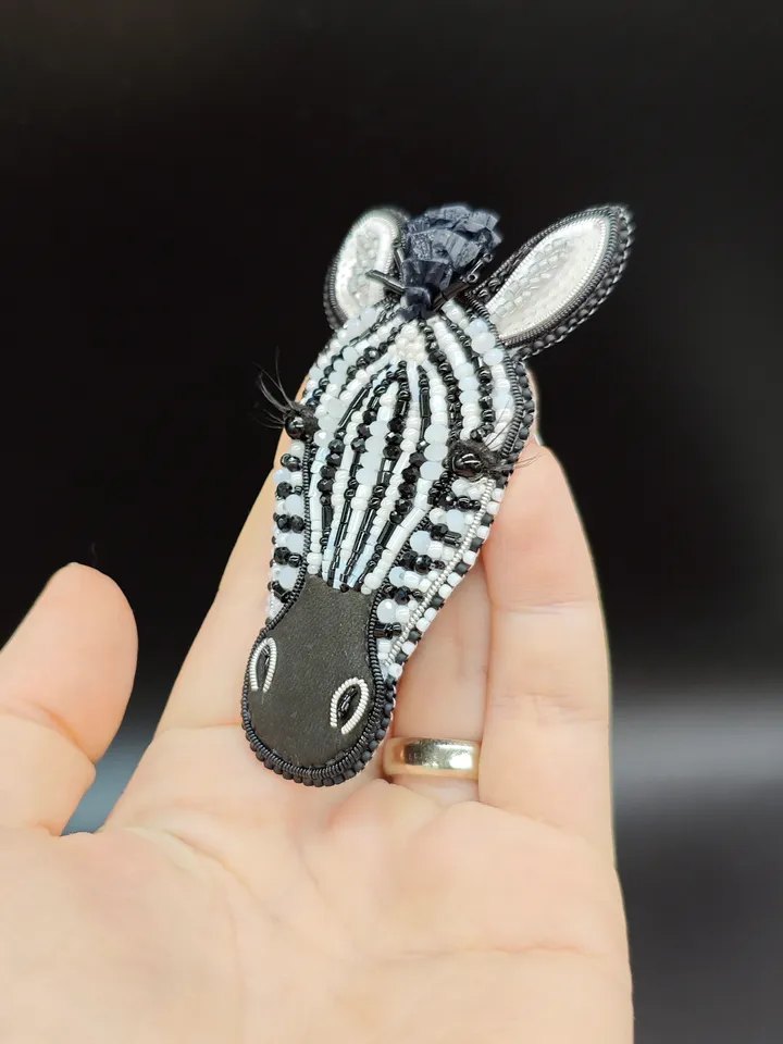 Zebra Bead Brooch