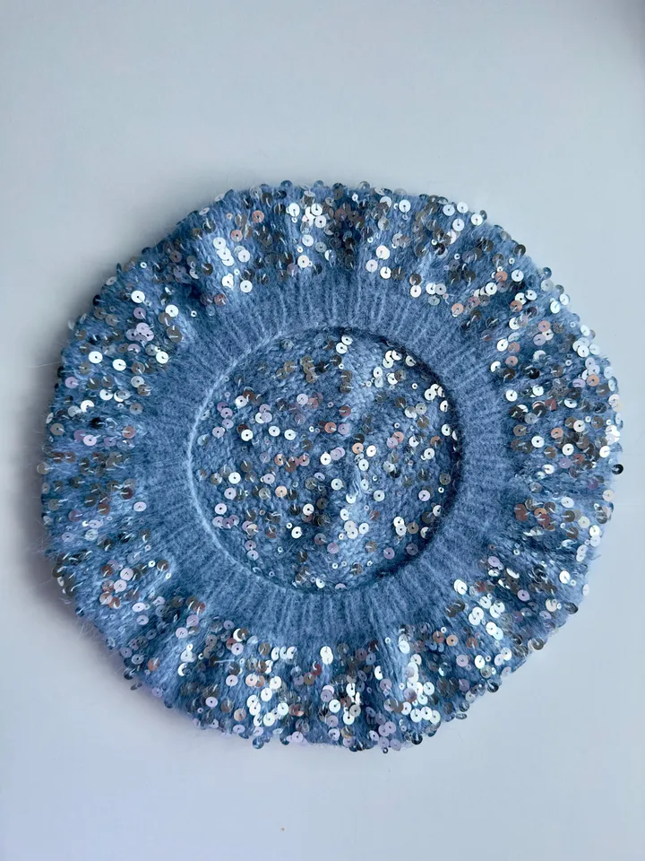 EASY seamless sequin knitted beret PDF Pattern & Tutorial - for beginners