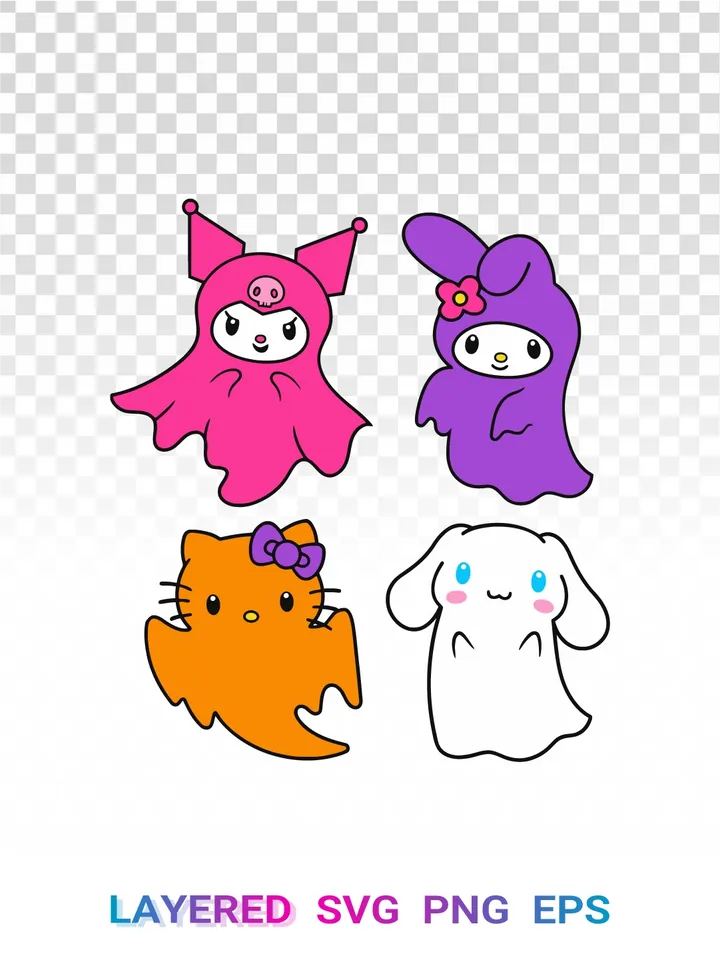 Sanrio Ghost 👻 SVG Bundle, Halloween Characters PNG Set