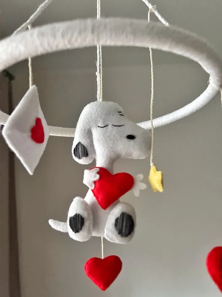 Snoopy Baby Mobile Charlie Brown Mobile Baby Crib Mobile Nursery Mobile Felt