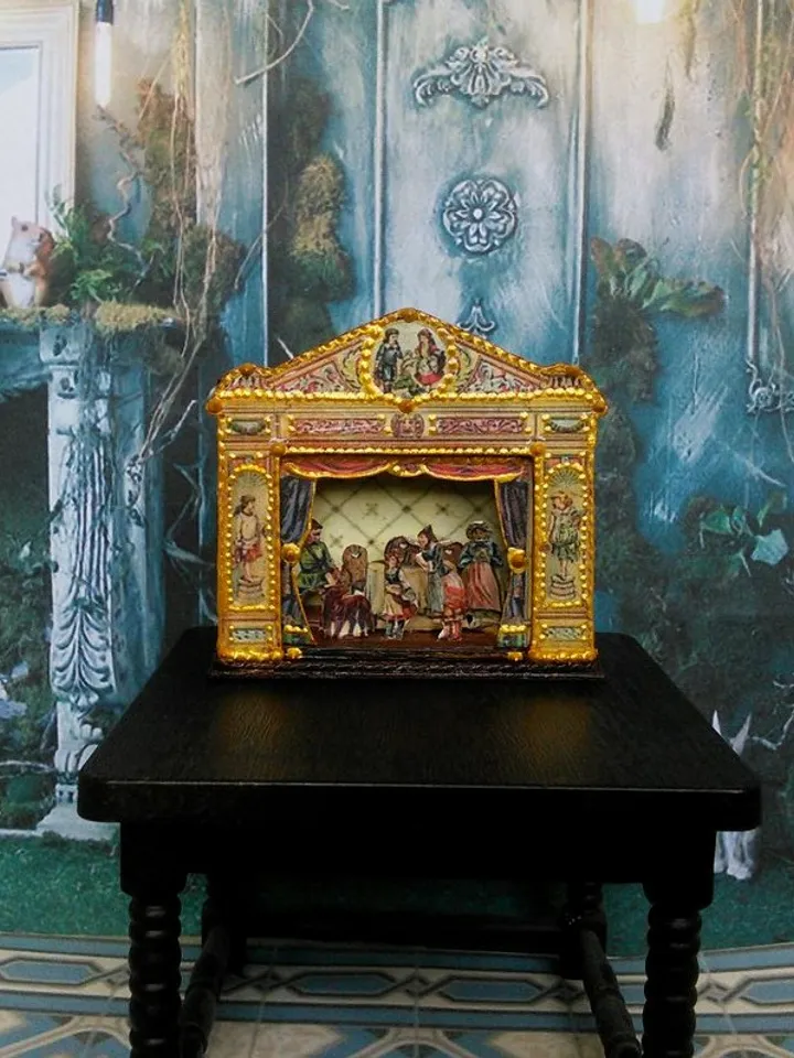 Miniature puppet theater for doll houses.1:12 scale.
