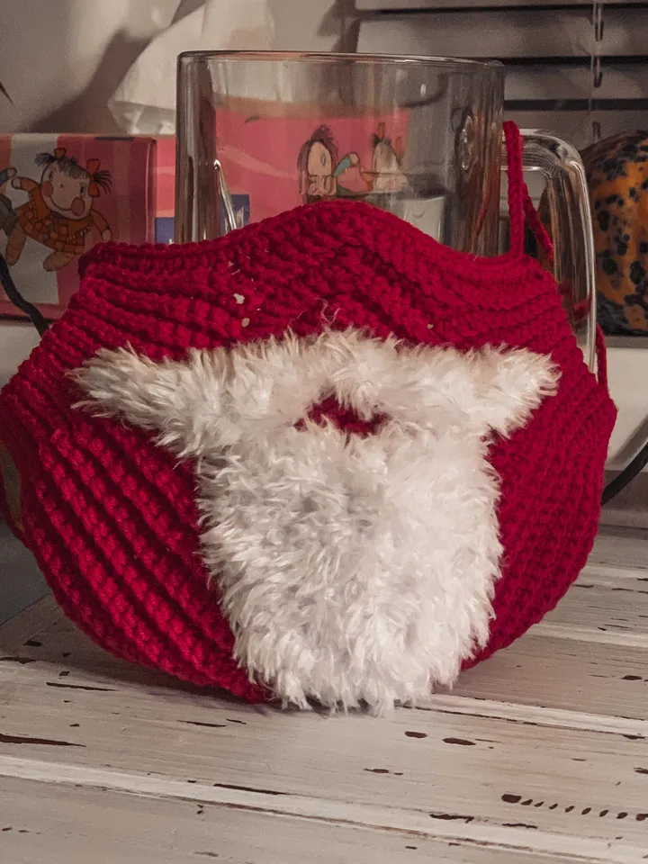 Face crochet Santa’s beard mask, cotton face mask, washable mask, eco friendly mask, adult mask, anti dust mask, Santa’s antennae and beard