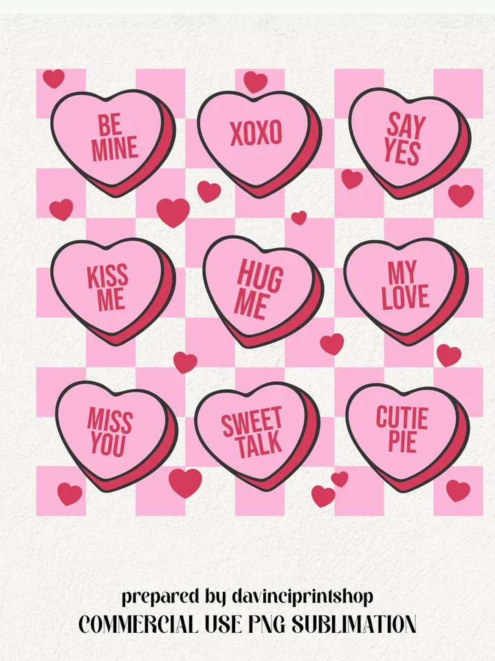 Valentines Conversation Hearts PNG, Valentines Candy Heart png, Valentines png, Love png, Candy Heart png, Valentines Sublimation, Retro png
