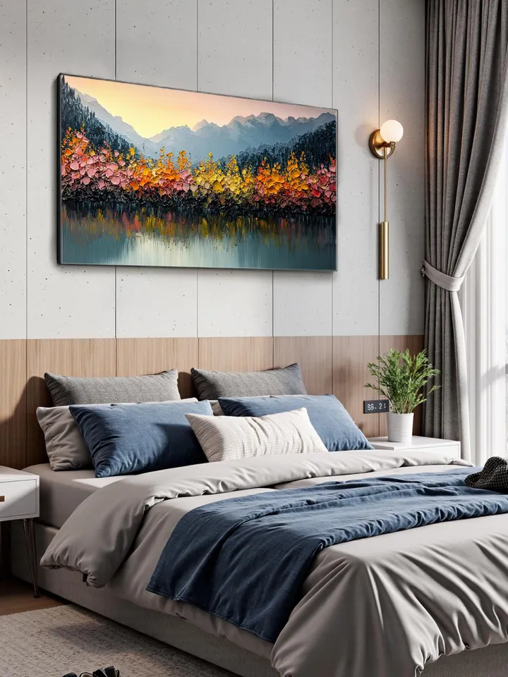Abstract Rainbow Leaves Painting, Textured Impasto Art, Colorful Wall Art, 3D Canvas Art, Modern Art, Large Wall Decor, Living Room Decor