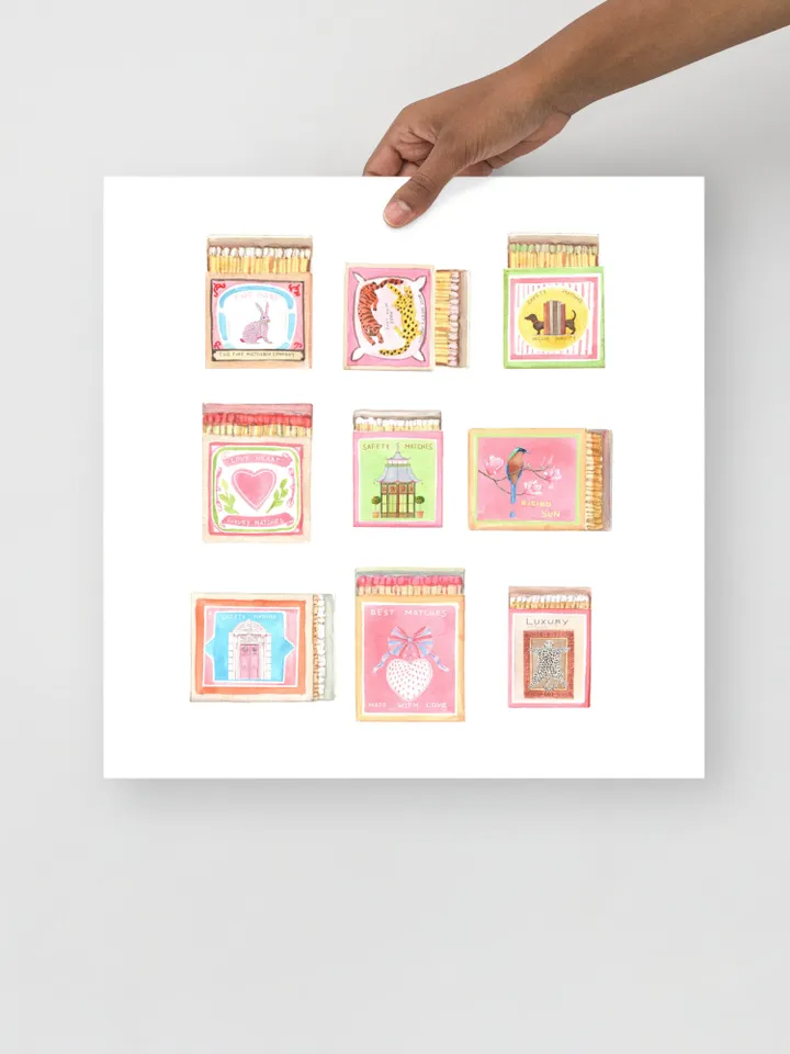Matchbox Art Collection Print, Watercolor Painting, Vintage Matchbox, Pastel Print, Retro Art Print, Match Box Print, Game Room Art
