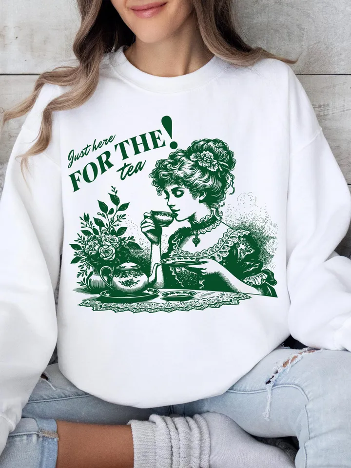 Just Here For The Tea PNG, Here For The Tea PNG, Trendy Vintage Retro Funny Design for Graphic Tees, Spill The Tea PNG, pdf