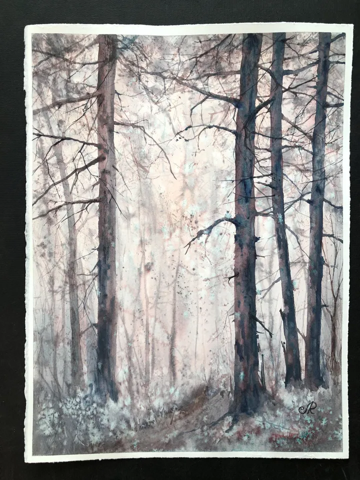 Forest Original Painting Landscape Watercolor Trees Wall Art